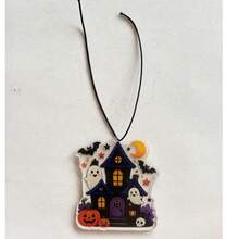 1pc AUSI Acrylic Halloween Car Hanging Ornament, Black Cat House Pumpkin Ghost Witch Funny Spooky Pattern Pendant, Car Rearview Mirror Decoration Prop, Suitable For Sedan SUV MPV Interior Party Decor Accessory - Multicolor - View 11