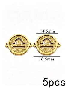 1/5pcs Zodiac Connector Pendant, 18K Gold Plated 304 Stainless Steel Double Hole Zodiac Pendant, Non-Fading DIY Jewelry Accessories - Zodiac Connector Ring - View 23