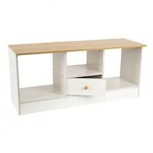 TV Stand Cabinet, Wood Media Console With Open Storage & Drawer, Capacity For Living Room Entertainment Storage, Tv Console For Living Room, Bedroom - White - View 3