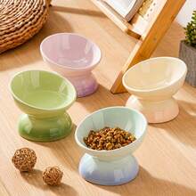 1pc Ceramic Gradient Cat Bowl, Gradient Color Pet Food Bowl With Non-Slip Base, Easy To Clean Shallow Wide Rim Pet Bowl Suitable For Cats And Kittens, Cute Cat Supplies Accessories Gift - Multicolor - View 12
