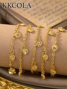KKCOLA 1 Fashion Heart Bracelet Perfect For Parties, Festivals, Daily Wear-Ideal For Giving To Lovers, Mothers, Or Daughters As Accessories - Yellow Gold - View 6