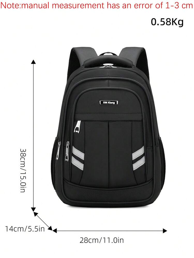 1pc Men's Casual Laptop Backpack, Multi-Compartment, Reflective Strip, Waterproof, School Travel Business Daily Use Bag, Side Pocket - Multicolor - View 11