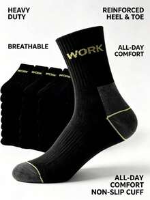 20 Pairs Men's Work Socks, Thick Wear-Resistant Labor Protection Socks, Sweat-Absorbent Multi-Function Set, Durable Long Socks For Construction Site - Multicolor - View 1