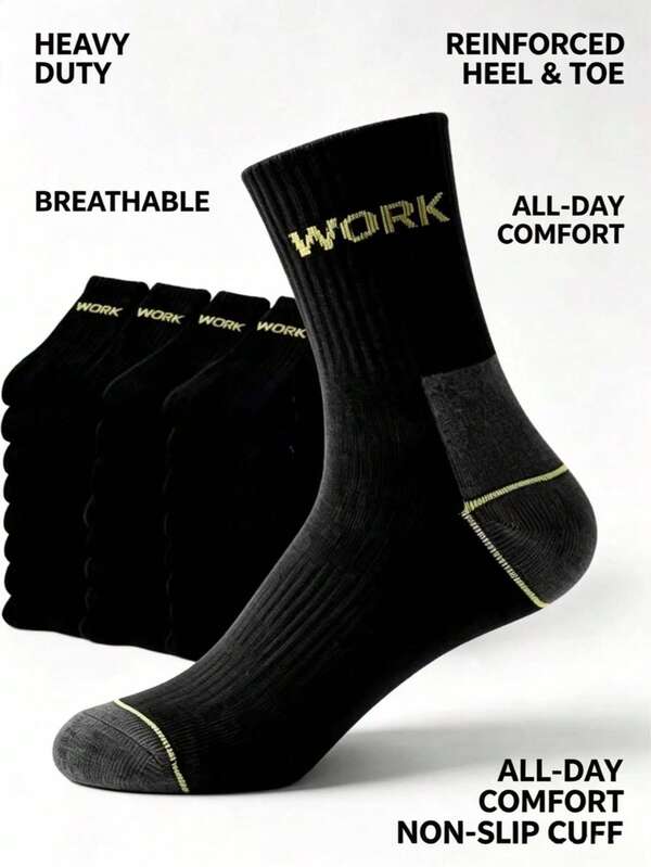 20 Pairs Men's Work Socks, Thick Wear-Resistant Labor Protection Socks, Sweat-Absorbent Multi-Function Set, Durable Long Socks For Construction Site