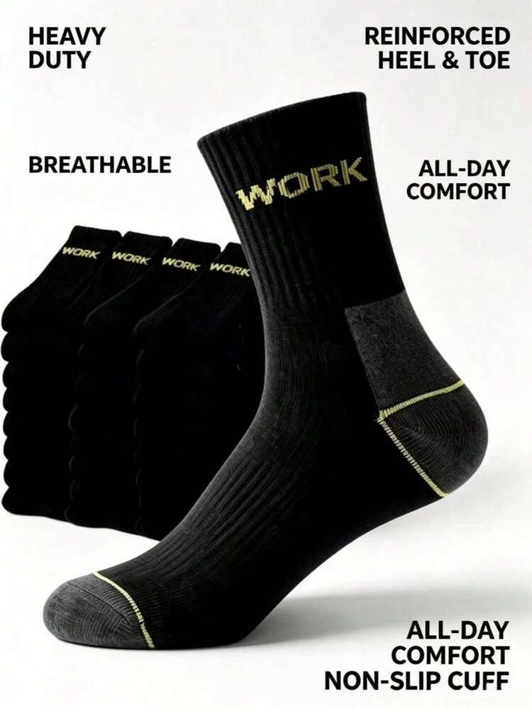20 Pairs Men's Work Socks, Thick Wear-Resistant Labor Protection Socks, Sweat-Absorbent Multi-Function Set, Durable Long Socks For Construction Site - Multicolor - View 1