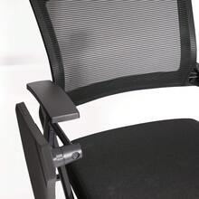 Ergonomic Mesh Office Chair, Foldable Training Chair With Armrests - Black - With Tabletop and Wheels - View 6