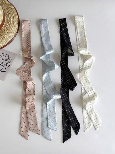 1/4pcs INS Polka Dot Print Long Hair Scarf, Korean Style Versatile Long Strip Hair Tie, Bag Ribbon, Multi-Functional Neck Scarf, Hair Braiding Scarf, Waist Belt Decoration