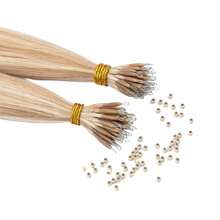 0.7G/S Premium Nano Ring Beads Human Hair Extensions 100% Real Remy Hair Invisible Mini Beads 35G/PACK 18"-24" #18P613 Highlight Blonde - #18P613 Highlight Blonde - View 14