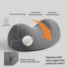 1PC Ergonomic Memory Foam Neck Pillow, Designed For Cervical Spine, Made Of Breathable Polyester, Hand Wash Only - Multicolored - View 3