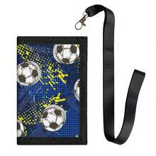 1pc Soccer Tri-Fold Youth Wallet, Neck Hanging Wallet, Gift For Boys And Girls, Suitable For Daily Use - Multicolor - View 4
