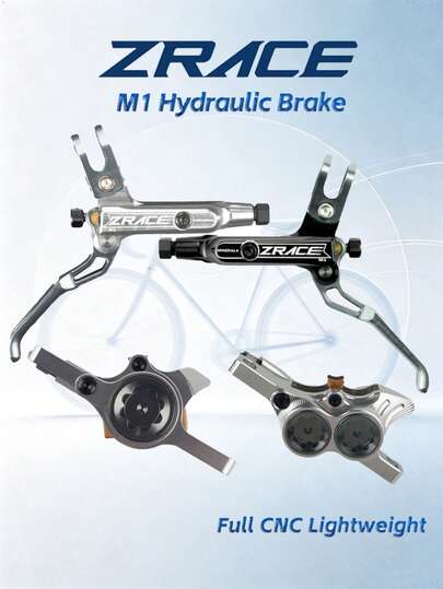 ZRACE M1/X2/X4 Silver/Black Mountain Bike Hydraulic Brakes, Full CNC Lightweight Design, Mountain Bike Hydraulic Disc Brakes (Front And Rear)