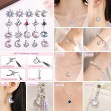 5/10/20pcs Silvery Plated Celestial Rhinestone Charms Sun Moon Star Heart Alloy Pendant For DIY Bracelet Necklace Earring Jewelry Making Findings - Multicolor - View 8