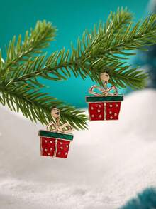 Cring Coco 2PCS/SET Fashion Classic Enamel Christmas Jewelry Set For Woman Accessories Santa Claus Christmas Tree Necklace And Earrings Set Daily Party Prom Gift - Christmas - View 6