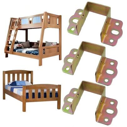 Heavy-Duty U-Shaped Metal Bed Rail Brackets, Bed Side Rail Connectors, Bed Hinges, And Furniture Bed-Frame Mounting Hardware; Suitable For Bunk Beds, Headboards, Wooden Beds, And Furniture Assembly.