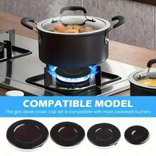 4pcs Black Gas Stove Burner Caps, Home Gas Stove Accessories, Durable Wear-Resistant Easy To Clean Kitchen Cookware Parts - View 9