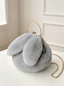 Soft Cute Healing Sweet Style Girl Plush Round Bag With Metal Handle Chain Crossbody Bag, Bubble Skirt Matching Small Bag For Autumn/Winter - Multicolor - View 13