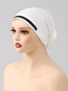 1 pieza Gorro de unicolor antideslizante para mujer, gorro base cómodo y amigable con la piel, gorro interior transpirable para uso prolongado, gorro interior para hijab musulmán, adecuado para uso diario - Blanco A - Ver 6