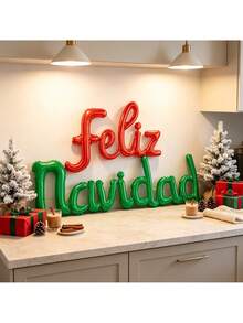 1 Set Spanish Christmas Banner Aluminum Foil Balloon Set - "Feliz Navidad" Letter Balloons, Suitable For Christmas, New Year, Holiday Party Decoration - Width - View 8