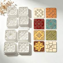 9Pcs Boho Square Pattern Polymer Clay Cutters, Vintage Tile Geometric Floral Clay Molds, DIY Handmade Earring Pendant Jewelry Craft Making Tools - 9pcs - View 7