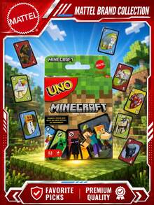 Mattel UNO Minecraft Card Game, Pixel Style Number And Action Cards, Family Party Deck With Character & Animal Cards, Fast-Paced Multiplayer Table Game For Teens & Adults, Party Game For Game Night, Birthdays, Travel,Gift - Multicolor - View 1