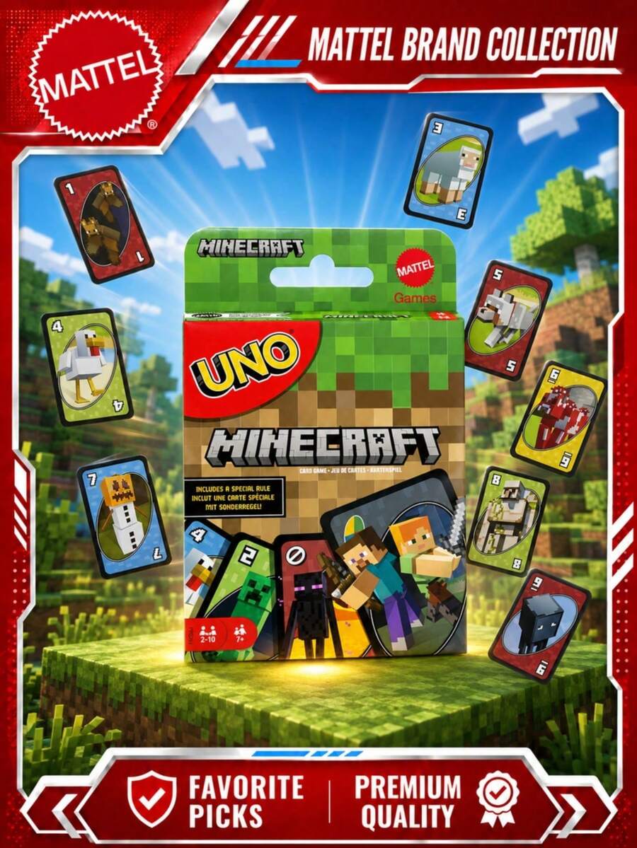 Mattel UNO Minecraft Card Game, Pixel Style Number And Action Cards, Family Party Deck With Character & Animal Cards, Fast-Paced Multiplayer Table Game For Teens & Adults, Party Game For Game Night, Birthdays, Travel,Gift - Multicolor - View 1