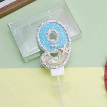 HIBIRTH 1pc Creative Ocean Theme Birthday Number Candle Cake Decoration 0-9 Indoor Cake Candle Starfish Beach Candle Birthday Party Baking Plug-In - View 16