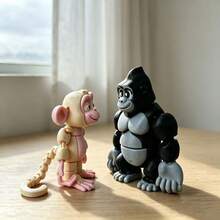 2PCS Cute Large And Small Gorilla Statue Doll 3D Printed Model Set, Personalized Desktop Display Stress Relief Fun Animal Figurine - Multicolor - View 2