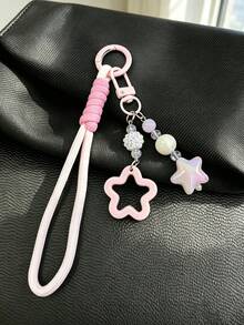 Cute Star Beaded Keychain, Y2K Aesthetic Braided Rope Bag Charm, Keychains For Car Keys, Colorful Bead Key Ring For Backpack Handbag Women Girls - Multicolor - View 4