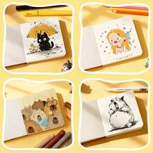 Portable Sketchbook, Square Notebook Is The Best Choice For Buying Stationery And As A Gift During The Back-To-School Season. 3.14 Inches * 3.14 Inches, 120 Pages, Thickened Paper, It Can Be Used For Daily Journaling, Note-Taking, Drawing, Doodling And More. - Multicolor - View 3