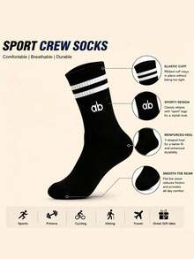 1/5/10 Pairs Unisex Letter Striped Black & White Sports Socks, Couple Socks, Comfortable Breathable Sweat-Absorbing Mid-Calf Socks, Casual Socks, Suitable For Daily Wear, Sports, Back To School Season, All Seasons - Black and White - View 3