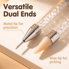 Rhinestone Picker Tool 2 Acrylic Handle Applicator | Dual-Ended, Multi-Functional Tool For Diamand Painting Pens, DIY Nail Art Tool, 4 Extra Wax Tips, 1 Tweezer - View 5