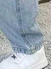 Celana Jeans Denim Kasual Model Lurus untuk Anak Laki-Laki, Gaya Jalanan - Biru - View 6