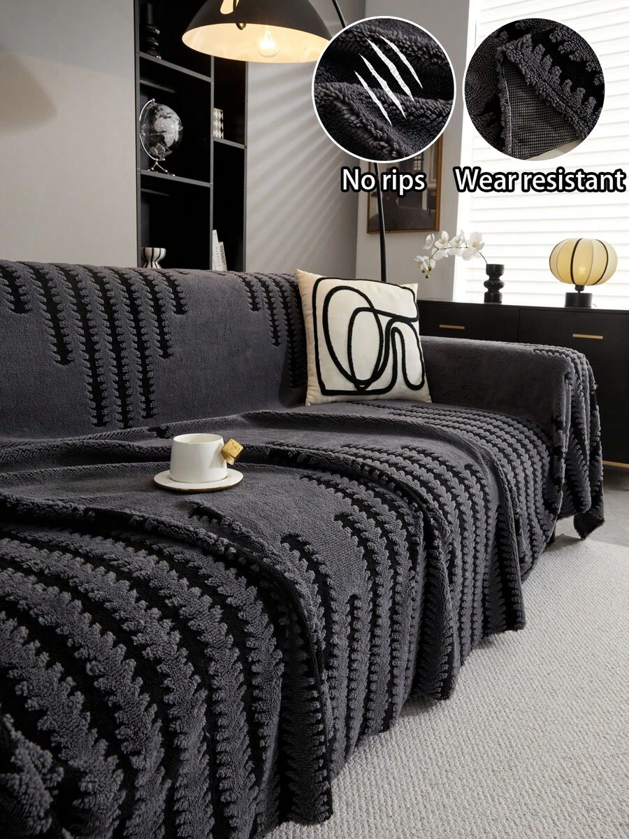 1件装毛绒沙发巾，奢华简约沙发套，防滑防尘防刮沙发保护垫，适用于客厅、卧室、办公室、书房等场所的装饰沙发套
