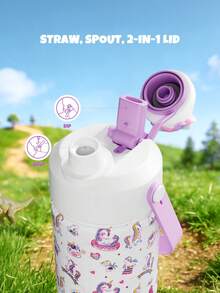 Powcan 18oz Stainless Steel Insulated Tumbler: 2-In-1 Straw Lid, Leak-Proof, Easy To Clean, Perfect For School, Travel, Play, And Gifting - White Unicorn - View 4