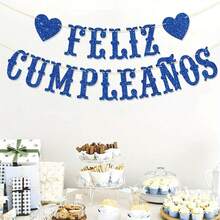 1 Piece, Black/Gold/Blue Spanish 'Happy Birthday' Banner, Mexican -Themed Birthday Party Decoration, Suitable As A Birthday Party Decoration Banner - Multicolor - View 3