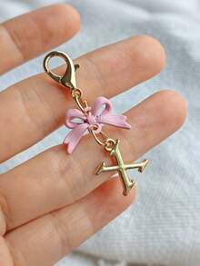 1PC New Elegant Pink Bow Key Chain, Cute English Letter Bow Keychain, Suitable For Women's Daily Use, Gift For Mom, Women's Bag DIY Backpack Pendant Charm Accessory, Wedding And Birthday Gift - Multicolor - View 29