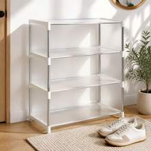 1pc Bedside Shoe Rack, Waterproof & Dustproof, Each Tier Holds 3 Pairs Of Shoes, Easy Installation, Suitable For Bedroom/Hallway/Dorm/Home, Christmas/Winter - White - View 14
