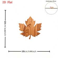 6pcs Maple Leaf Design Wooden Non-Slip Coaster Set, Home, Bedroom Decor, Kitchen Accessories, Suitable For Various Holiday Parties, Weddings, Autumn Thanksgiving, Christmas Decoration Gifts - Multi-color LDX2549 - View 3