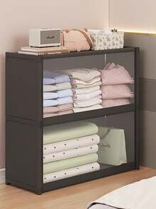 1pc Dust-Proof Storage Cabinet With Lid, Wardrobe Bookshelf Storage Rack, Space-Saving, Sturdy & Stylish, Easy Assembly & Disassembly, Portable, Suitable For Living Room, Bedroom, Entryway, Office, Home, Multi-Layer Storage, Holiday Gift, Christmas Gift - Multicolor - View 17
