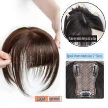 8-Character Bangs Fashion Natural Wig Hairpiece For Women, Seamless Lightweight Thin Top Hair Extension Clip-In Hair Accessory - Coffee Brown - View 9