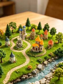 1/5pcs Miniature Castle Building Resin Ornament, European Vintage Multi-Style Mini Tower Model, Fairy Garden Micro Landscape, Desktop Micro Landscape Gardening Decoration, Handmade DIY Scene Arrangement Accessory, Home Desktop Creative Decor, Scene Prop Fairy Tale Garden, Miniature Model, Halloween Christmas Decoration - Mini Castle - View 10