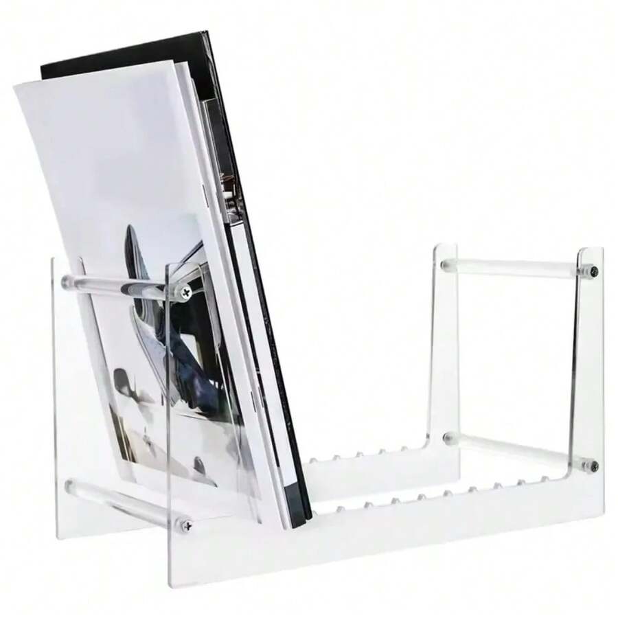 Multifunctional Vinyl Record Storage Rack! Moisture-Proof And Wear-Resistant Bookshelf, File Arrangement+Star Magazine Display - Transparent - View 1