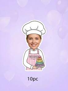 5/10/15pcs Custom Photo And Text Chef Banner,Personalized Pasta Baking Chef Banner,Custom Cooking Themed Birthday Party Wall Hanging Decoration - Multicolor - View 12