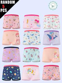 Random 5Pcs Girls Big Tween Girl Panties Cute Cartoon Animal Print Elastic Breathable Comfortable Girls Boxer Briefs - Multicolor - View 9