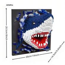 2672Pcs Micro Mini Building Blocks, 3D DIY Animal Mural Set, Parrot, Chameleon & Shark, Creative Desktop Ornament, Home Decor, Birthday & Holiday Gift For Block Lovers - Multicolor - View 13