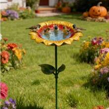 2D Flat Acrylic Garden Decor Ground Stake Sunflower Bird Bath Outdoor Garden Craft Butterfly Bee Bird Feeder - A - View 1