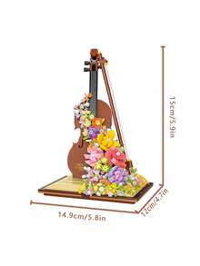 1125 PCS Romantic Ocean Heart Guitar Building Blocks Set, Artistic Inspiration Desktop Statue, Adult DIY Handmade Assembly Puzzle Kit, Collection-Level Building Toy For Music Enthusiasts, Modern Aesthetic Interior Decorative Item - Multicolor - View 4