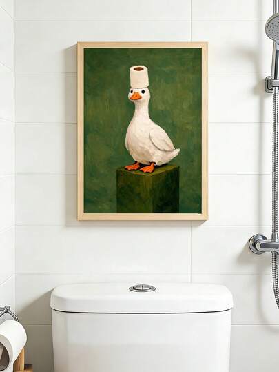 1 Piece Duck Posters Toilet Paper Print Picture Funny Hanging Paintings Humorous Mural Animals Wall Arts Vintage Wall Prints Unique Gift Bathroom Wall Decor Toilet Decoration Stuff No Frame