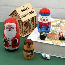 1 Set 5 Boneka Matryoshka Tradisional Rusia - Menampilkan Gambar Santa Claus (Bahasa Rusia: Санта), Hadiah Natal dan Ulang Tahun, Koleksi Dekoratif - MultiWarna - View 7