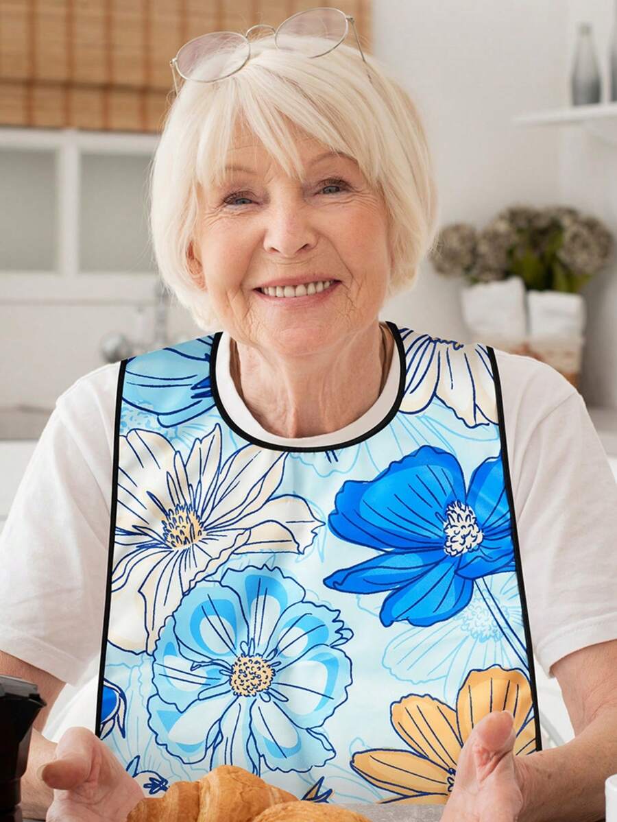 1pc Elderly Bib, Elderly Dining Bib, Waterproof Adult Bib - 1pc - View 1
